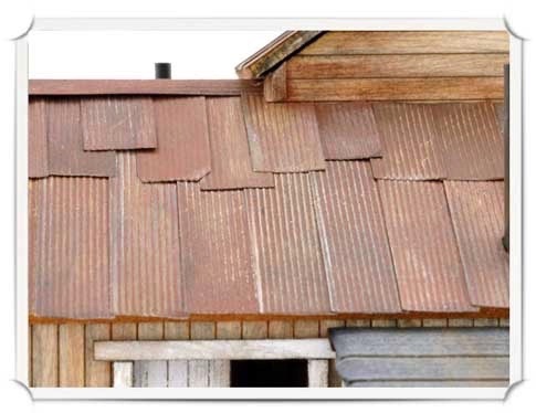 Corrugated roofing weathered example