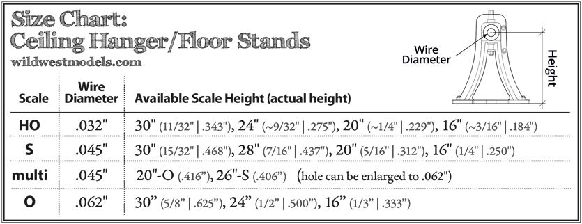 ceiling hangers and floor stands height chart