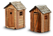 Front gable outhouses
