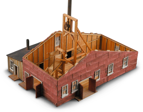 Quartz Hill Mine-side interior view-wild west models