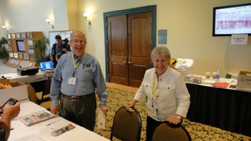 John and Margariet helping out with registration John and Margariet helping out with registration