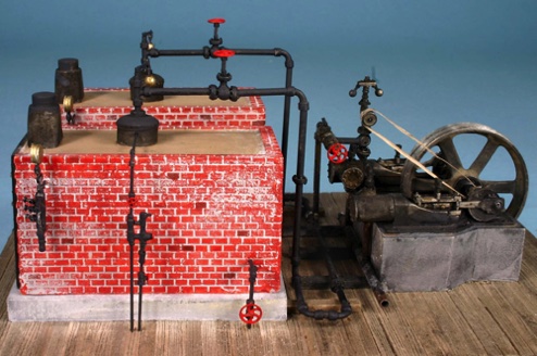 Richard Senges, MMR - Western Scale models steam engine connected to two boilers