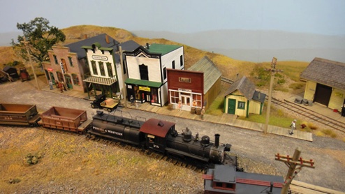 Bob Christopherson - Layout - You can see Don's Dry Goods, Zeke's cabin and roofs covered with our shake shingles