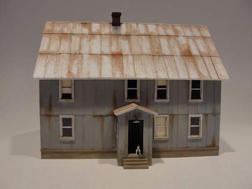 Geoff Hamway - Pandora House - Wild West Models Paper corrugated roofing on roof and sides Geoff Hamway - Pandora House - Wild West Models Paper corrugated roofing on roof and sides