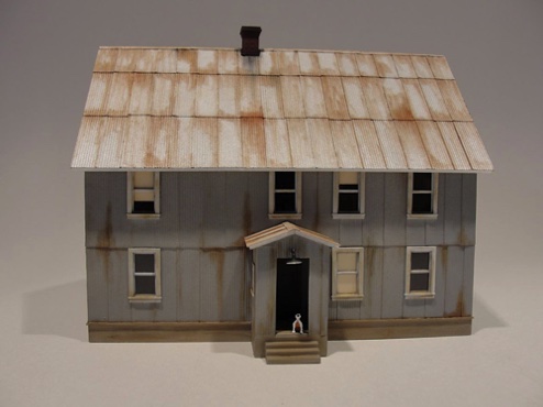 Geoff Hamway - Pandora House - Wild West Models Paper corrugated roofing on roof and sides