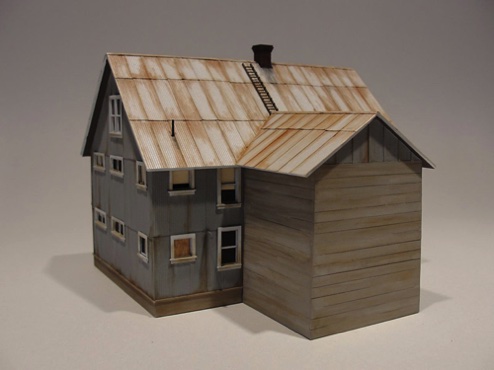 Geoff Hamway - Pandora House - Wild West Models Paper corrugated roofing on roof and sides Geoff Hamway - Pandora House - Wild West Models Paper corrugated roofing on roof and sides