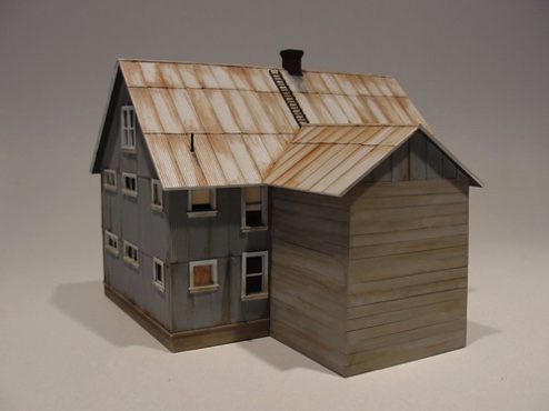 Geoff Hamway - Pandora House - Wild West Models Paper corrugated roofing on roof and sides