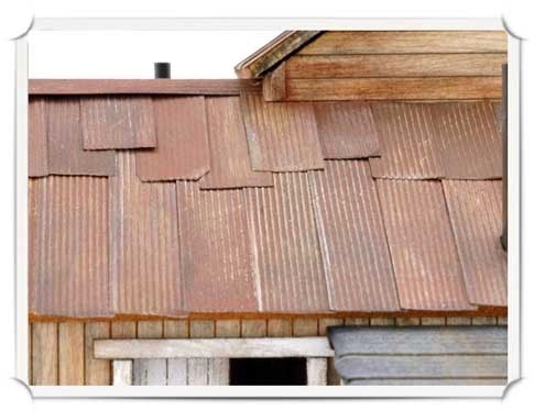 Corrugated roofing weathered example